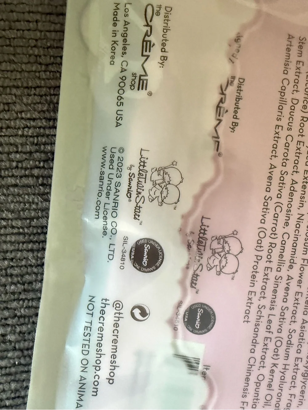Crème x Little Twin Stars Milky Star Hydrating Sheet Mask (3) blemish moisturize
